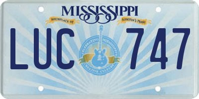 MS license plate LUC747