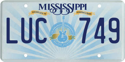MS license plate LUC749