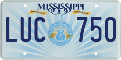 MS license plate LUC750