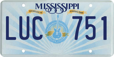 MS license plate LUC751