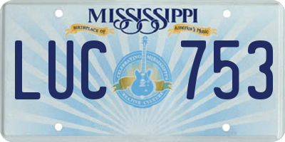 MS license plate LUC753