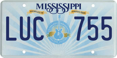 MS license plate LUC755