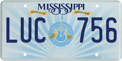 MS license plate LUC756