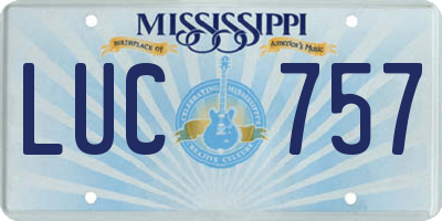 MS license plate LUC757