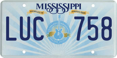 MS license plate LUC758