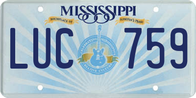 MS license plate LUC759