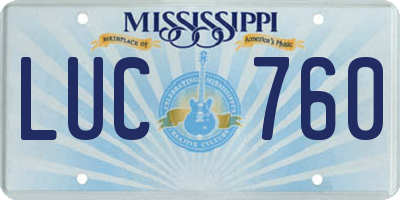 MS license plate LUC760