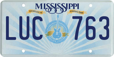MS license plate LUC763