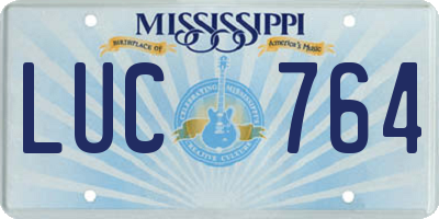 MS license plate LUC764