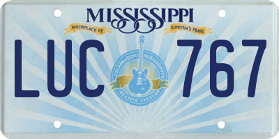 MS license plate LUC767