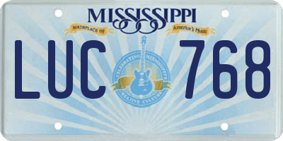 MS license plate LUC768