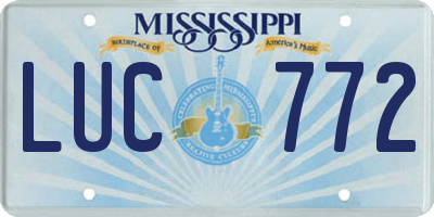 MS license plate LUC772