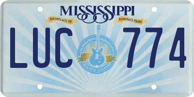 MS license plate LUC774