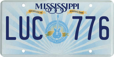 MS license plate LUC776