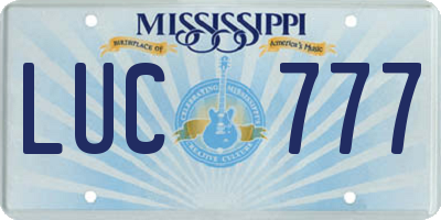 MS license plate LUC777