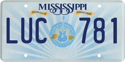 MS license plate LUC781