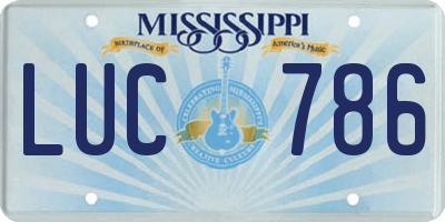 MS license plate LUC786