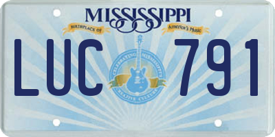 MS license plate LUC791