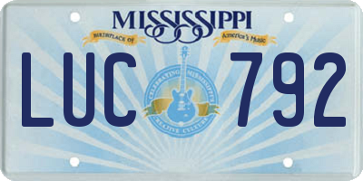 MS license plate LUC792