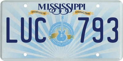 MS license plate LUC793