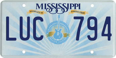 MS license plate LUC794