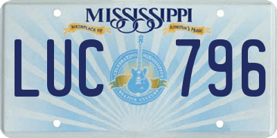 MS license plate LUC796
