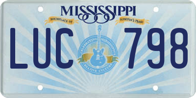 MS license plate LUC798