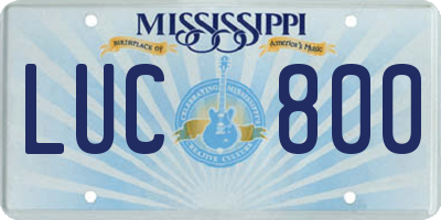 MS license plate LUC800