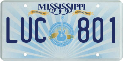 MS license plate LUC801