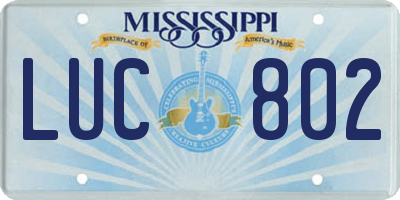 MS license plate LUC802