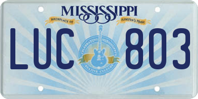 MS license plate LUC803