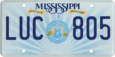 MS license plate LUC805