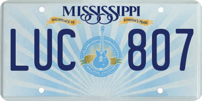 MS license plate LUC807