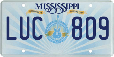 MS license plate LUC809