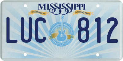 MS license plate LUC812