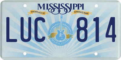 MS license plate LUC814