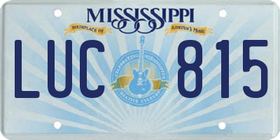 MS license plate LUC815