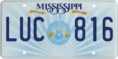 MS license plate LUC816