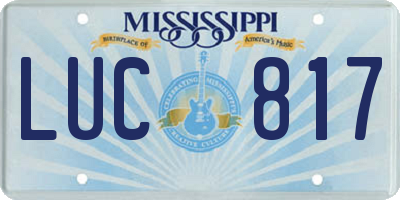 MS license plate LUC817