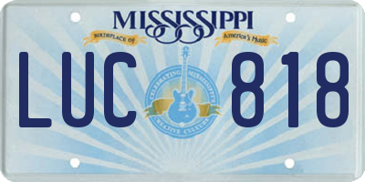MS license plate LUC818