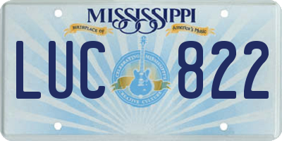 MS license plate LUC822