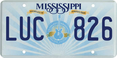 MS license plate LUC826