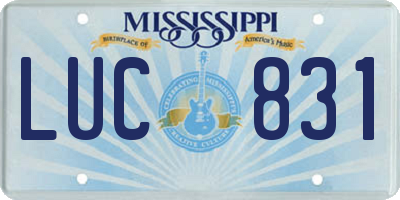 MS license plate LUC831
