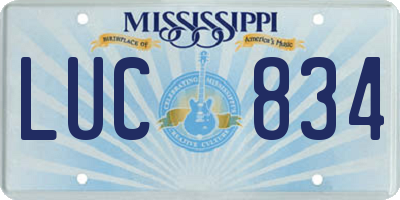 MS license plate LUC834