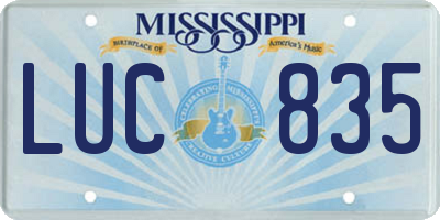 MS license plate LUC835