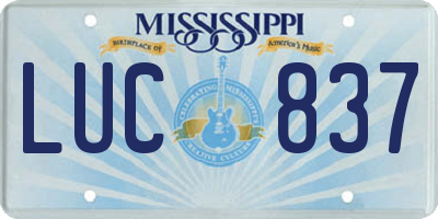 MS license plate LUC837