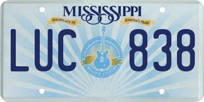 MS license plate LUC838