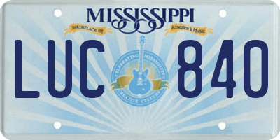 MS license plate LUC840