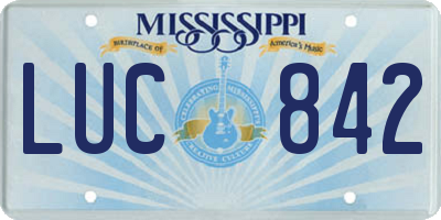 MS license plate LUC842