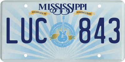 MS license plate LUC843